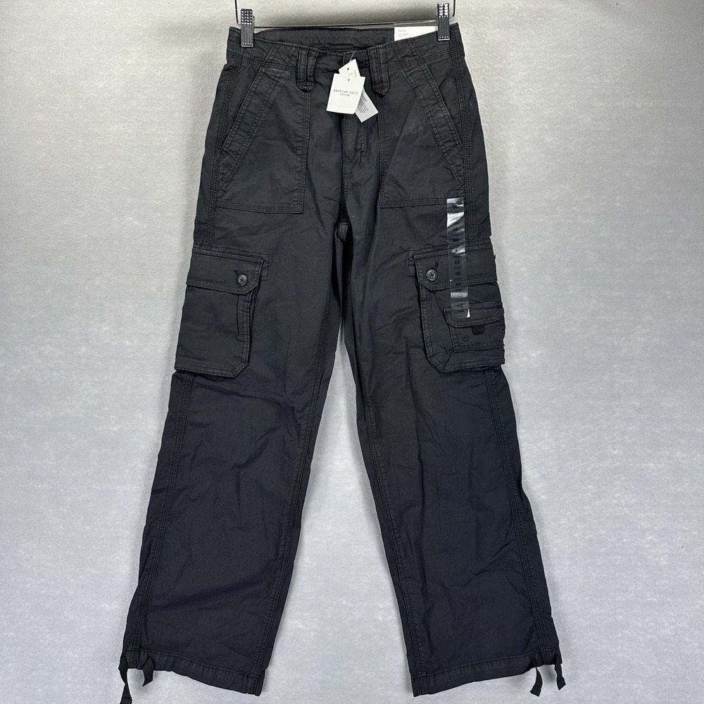 NWT American Eagle Baggy Jogger Cargo Pants Gray Stretch Utility Womens 00 New